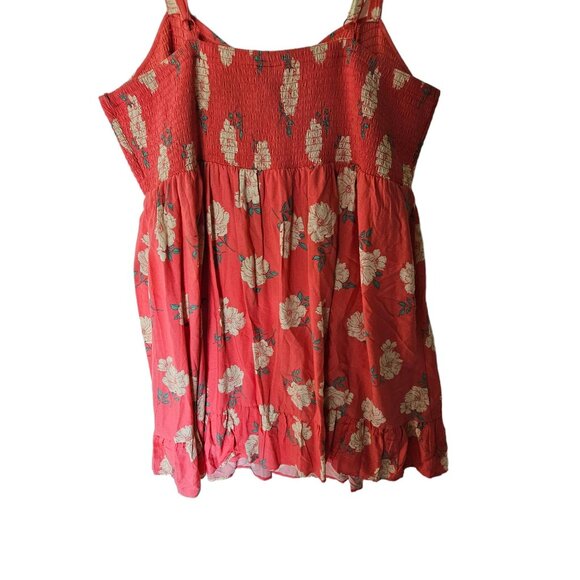 Torrid Coral Peach Floral Mini Challis Smocked Skater Dress Plus Size 4X - Picture 14 of 15